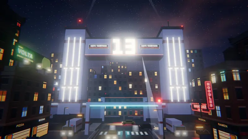 Gate Thirteen's lit 13 over the Southgate streets