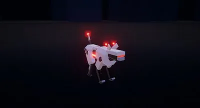 A Tracker hound machine with glowing red sensors