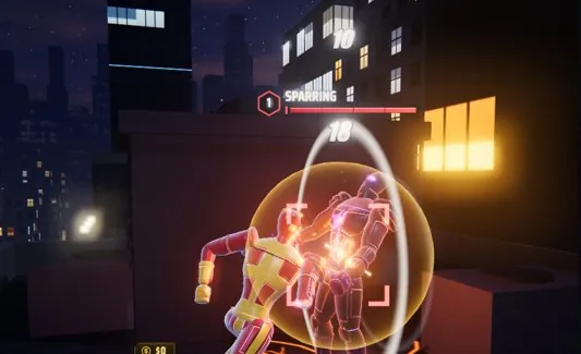 A Solar Brawler's strike connects with a sparring partner